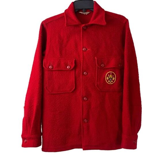 Vintage Boy Scouts of America Cardigan Sweater Size 18 Red Wool Jacket Button